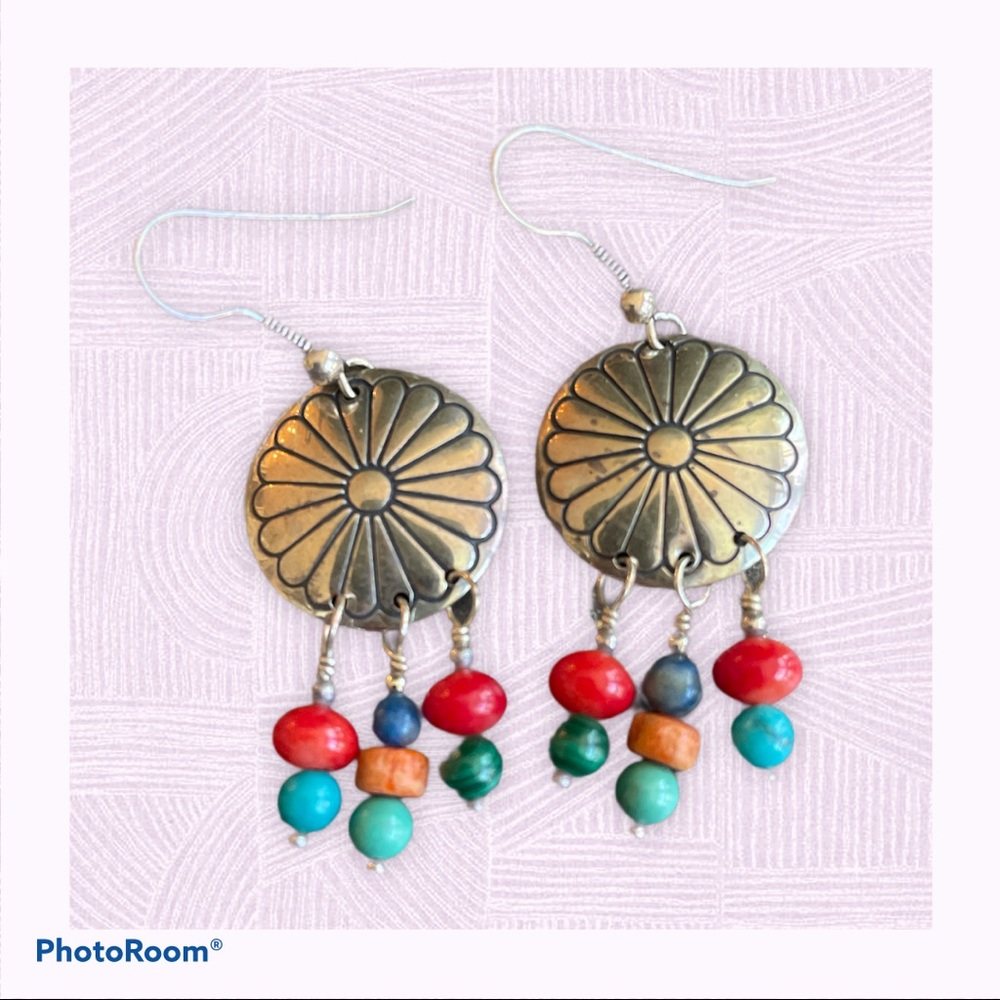 Southwestern Flower Multi-Bead Earrings